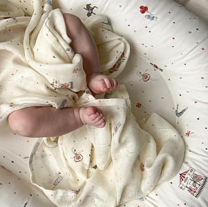 Набор муслиновых пеленок Cam Cam Copenhagen "Carousel", 2 шт, микс с кремовым, 70 x 70 см